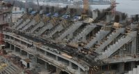 На стройке нового стадиона ФК "Зенит" строители приступили к отделке подтрибунных помещений 